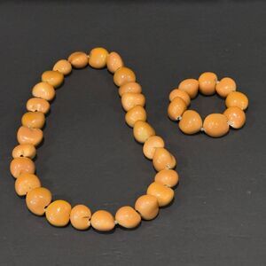 Bohemian Style Amber Beaded Necklace and Bracelet